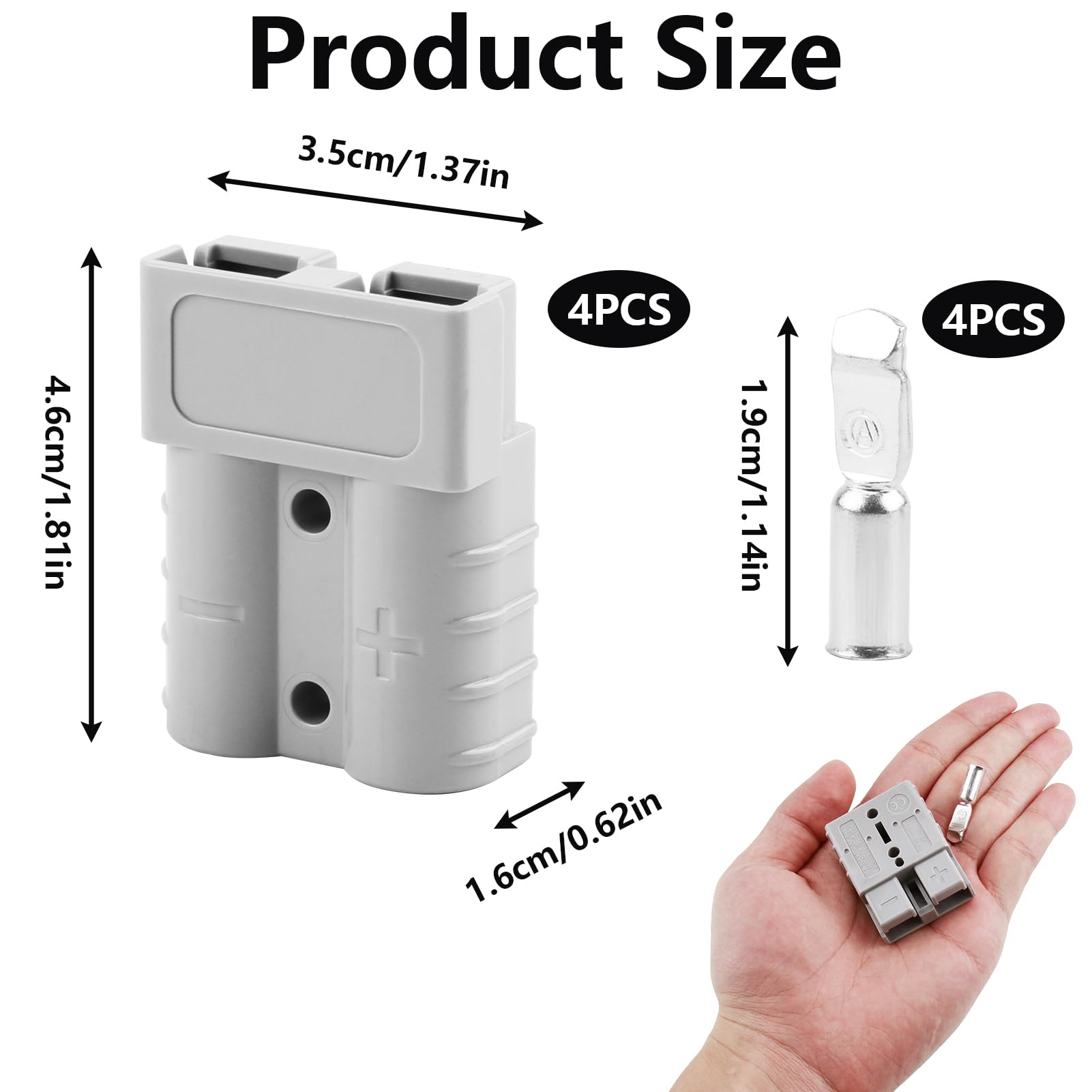 50A 600V Connettore Di Batteria, 4 Pz Connettore Per Batteria Connessione Rapida, Alimentazione Modulare 50A, Presa Per Batteria Da 50 Ampere, Per Auto, Rimorchio, Winch Trailer Verricello, Nave - 6