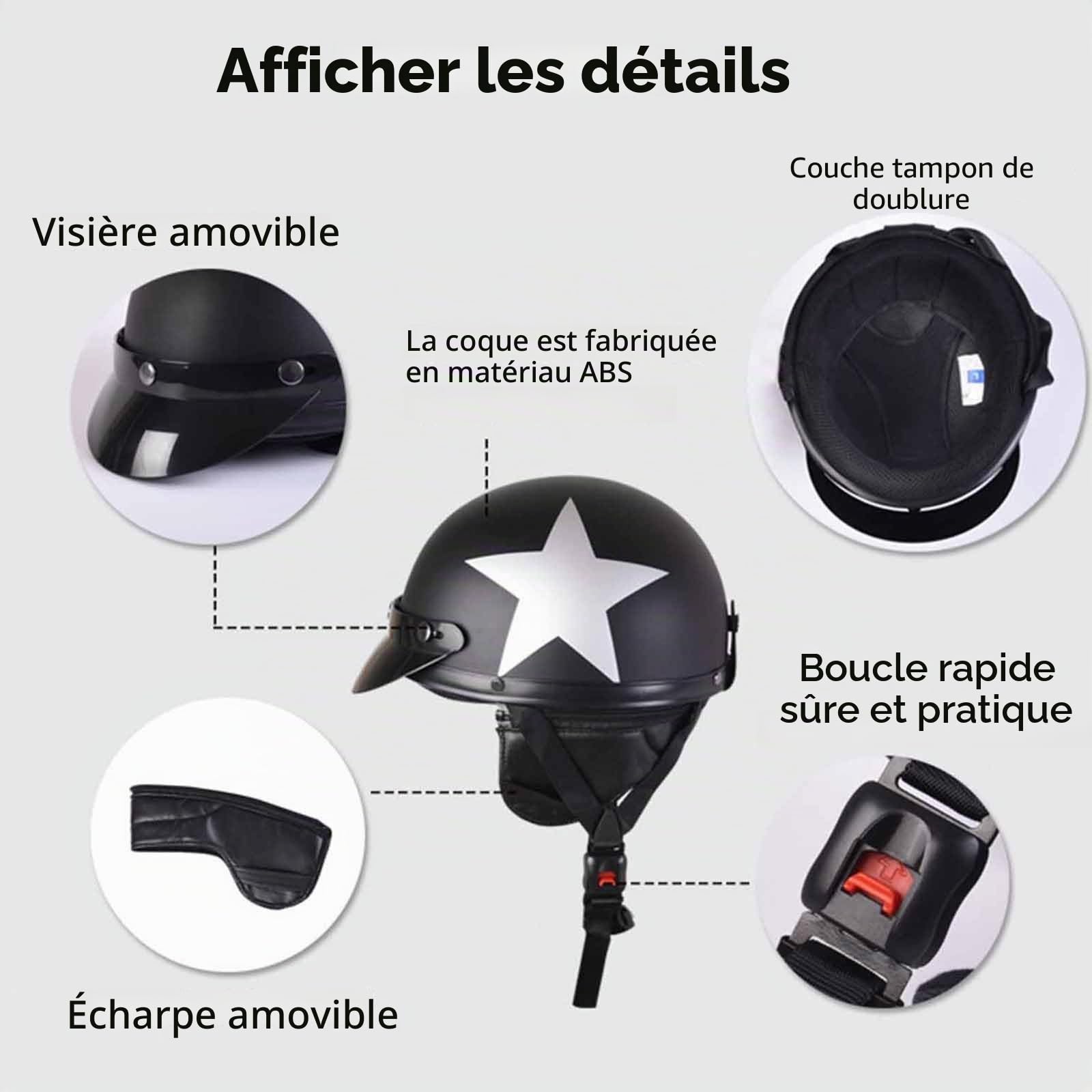 Vintage Casques Moto Bols Demi-Casque de Mobylette Casque Face Ouverte ECE Homologué Casque Jet avec Lunettes pour Cruiser Scoote Casque de Sécurité