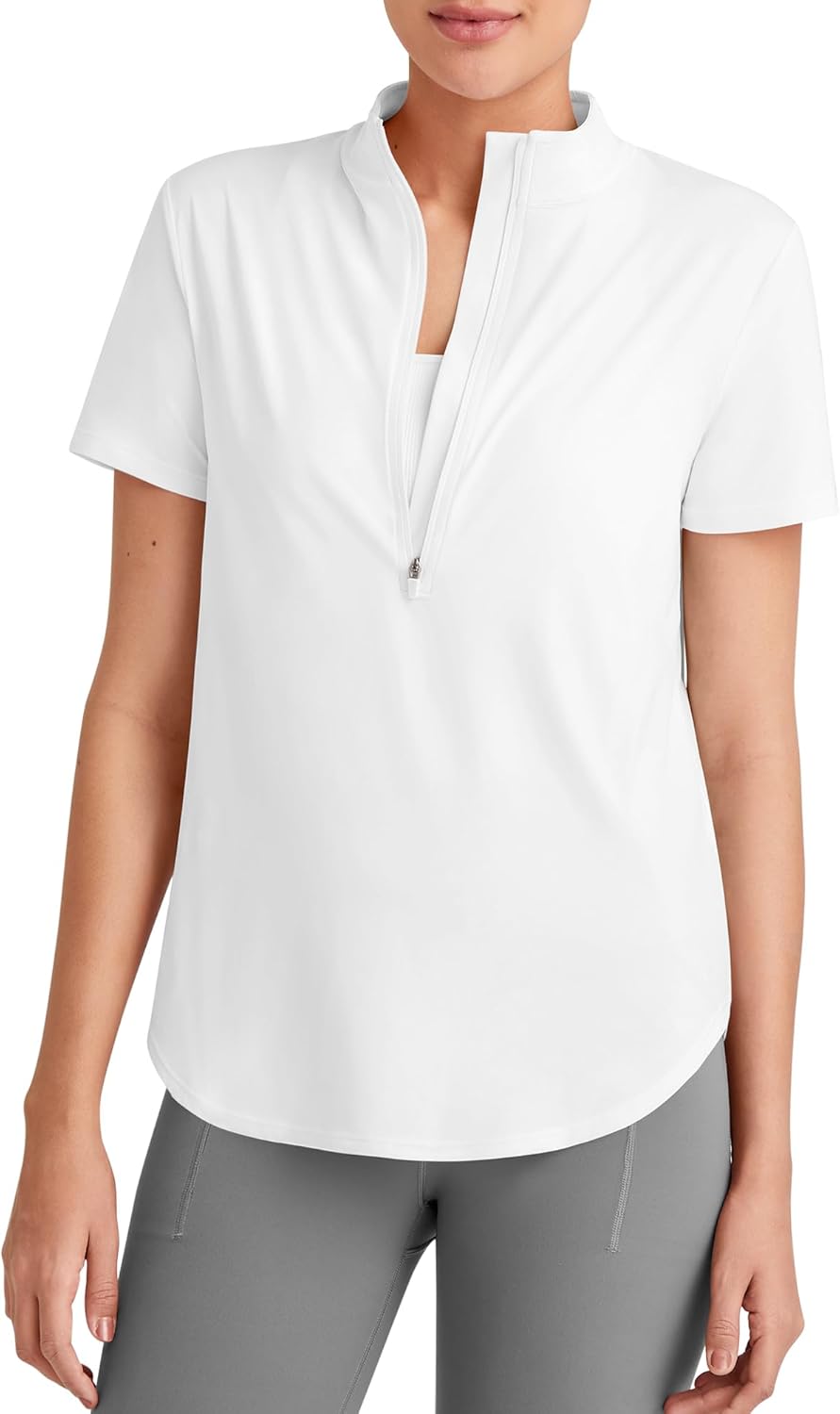 G4Free Lightbreeze UPF 50+ Womens Workout Tops Short Sleeve Half Zip Golf Shirts Loose Fit Athletic Gym Tshirts Running