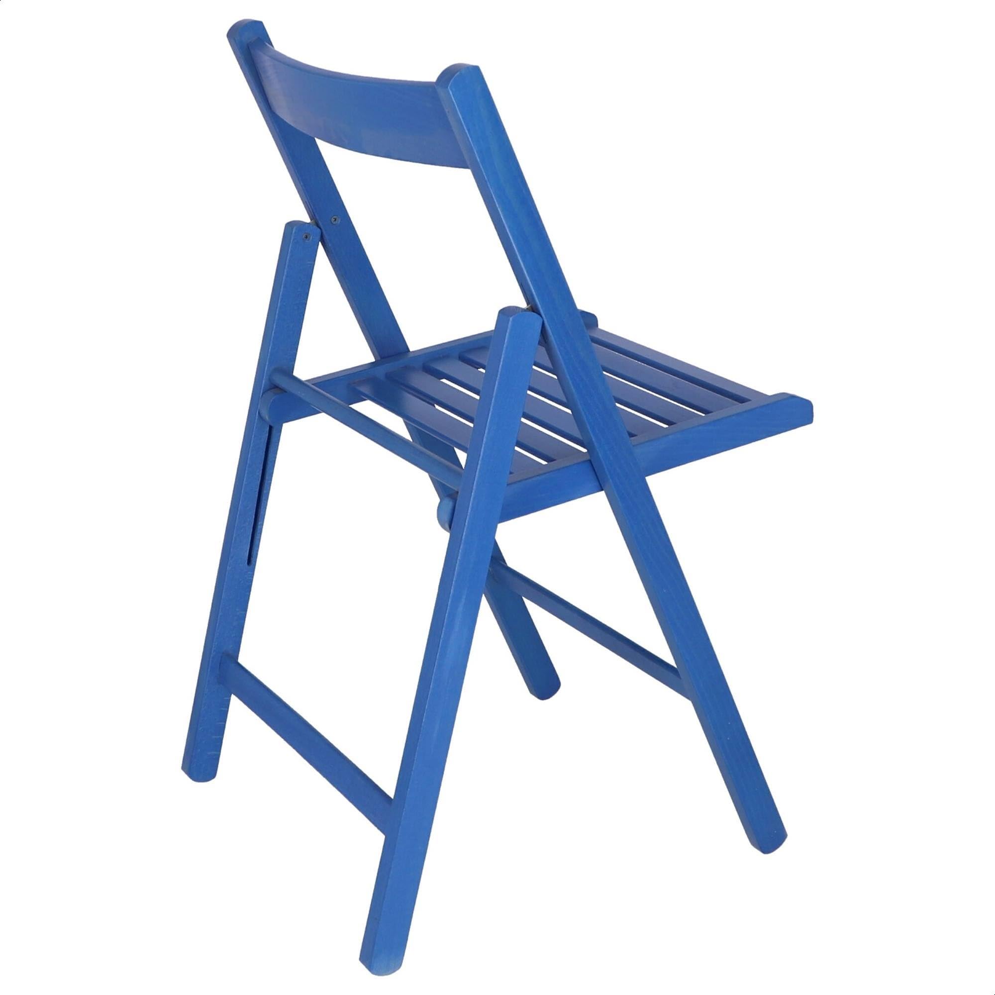 WELL HOME MOBILIARIO & DECORACIÓN Bas Sedia Pieghevole V1, Faggio, Blu, 4 Sillas