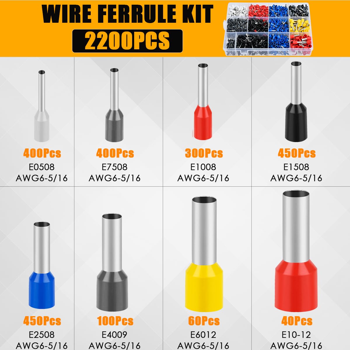 2200Pzs Terminales Eléctricos, OctBird Crimp Terminal con Aislados,Crimpadora Cable Electrico 0,5 mm²-10 mm² con Caja de Surtido, Terminales de Cable Conectores de Engarzado Automotrices