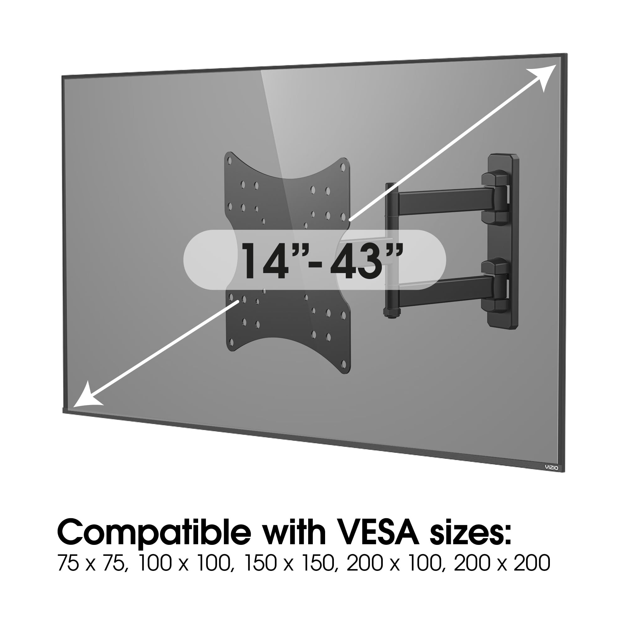 SLx TV Wall Bracket Full Motion for 14 to 43 Inch, 55 to 320mm Extension, Max VESA 200 x 200, 20kg Heavy Duty Articulating Flat Screen Wall Mount for LED LCD TVs — view 2