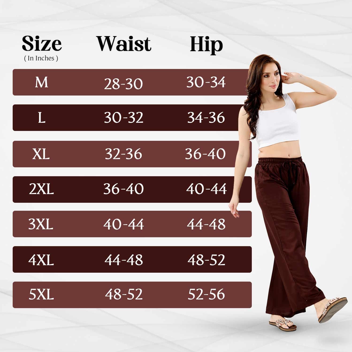TRASA Ultra Soft Reyon Cotton Regular and Plus Palazzo for Womens and Girls - Brown - 4XL - Image 6 thumbnail