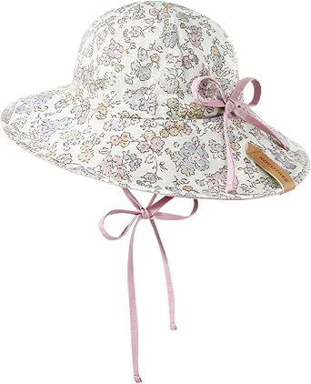 KOCOTREE Baby Sun Hat, Toddler Girl Bucket Hat with Wide Brim, Adjustable Outdoor Beach Hat