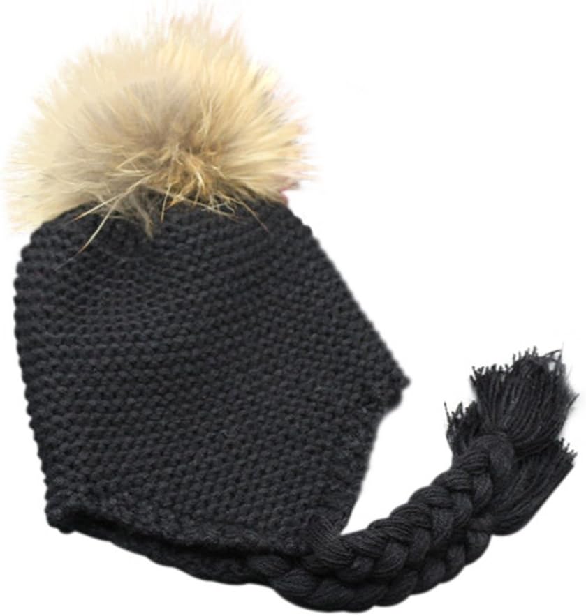 Childrens Unisex Outdoor Warm Stylish Winter Beanie Hat with Detacahable Pom Pom - Made with Real Fur