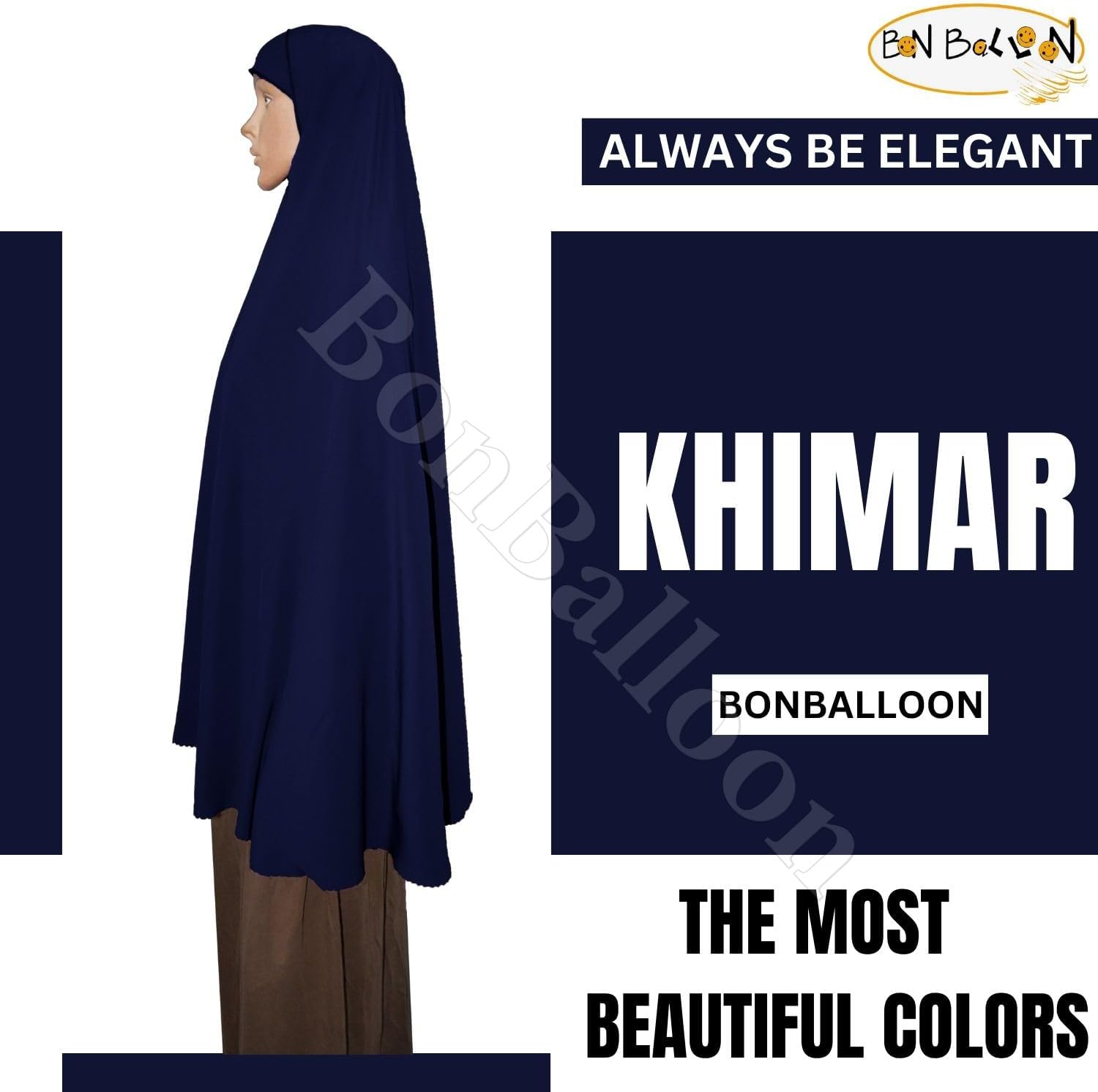 Dark Blue Extra Long Khimar 42" Hijab Burqa Womens Niqaab Niqab Overhead + Under Scarf Amira Hejab Burkas Abaya Veil Eid Islamic Modest Muslim Islam Face Cover Dress Clothing Women Womens Prayer