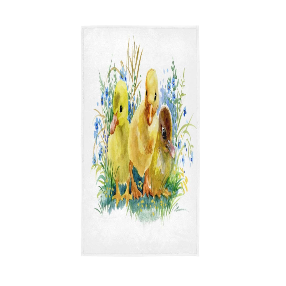 HUYGD Hand Towels Cotton Watercolor Duck Flowers Soft Towel Multipurpose Bathroom Beach Towel for Home Kitchen Swim Spa Gym, 30x15 inch