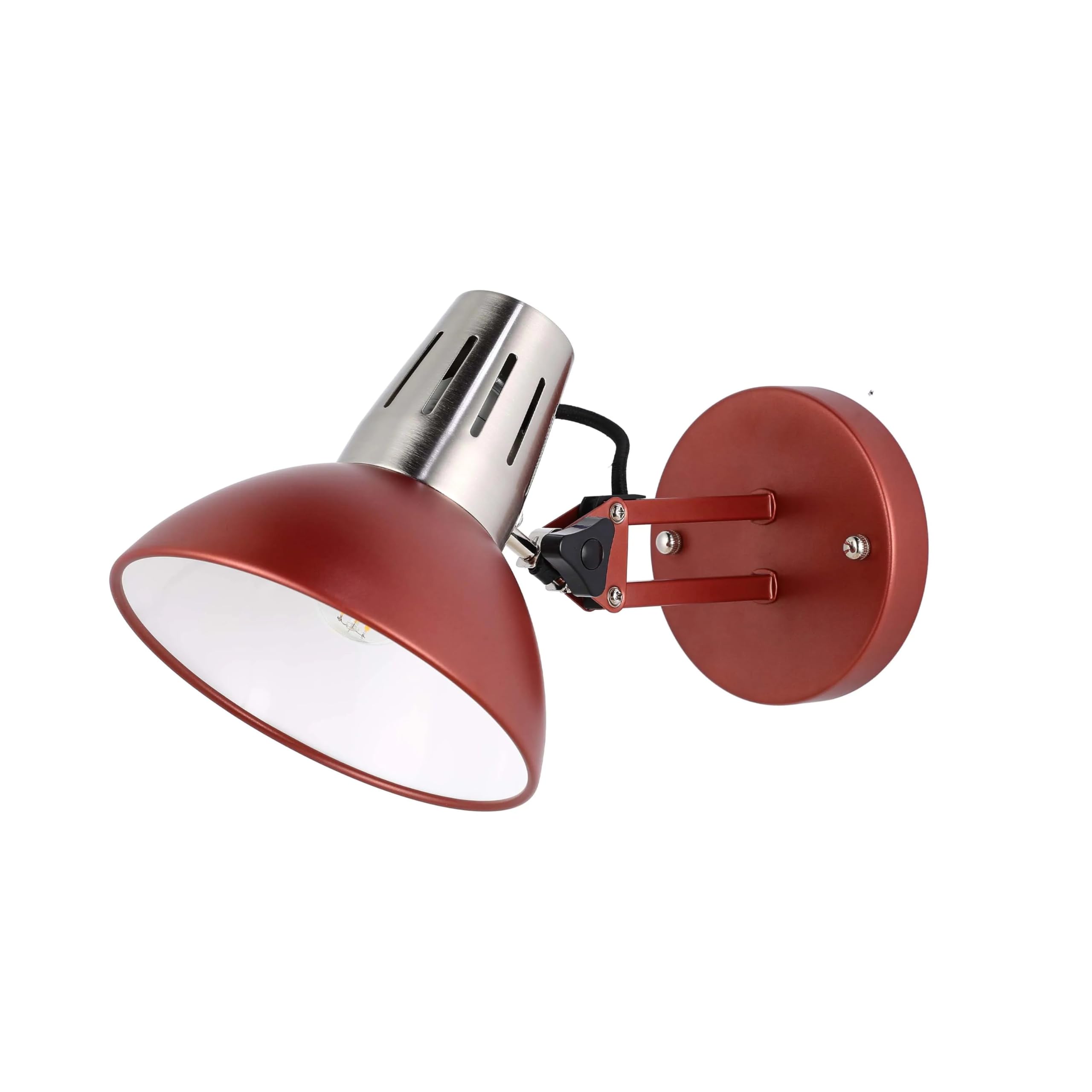 TEKLED Adjustable Red Wall Light E27 Plug in Desk Lamp | Swivel Arm Office Sconce & Workspace Illumination