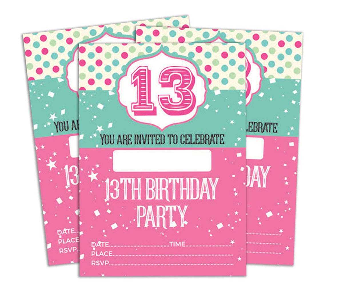 Amazon.com: Darling Souvenir Multicolor Birthday Invitation Card Printable  Fill or Write in Blank Invites Party Supplies Pack of 28 5 x 7 Inches :  Home & Kitchen