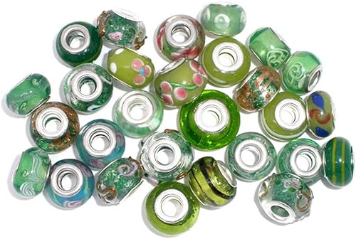 Paquete de diez cuentas de cristal de Murano de colores surtidos para pulseras de cadena de serpiente