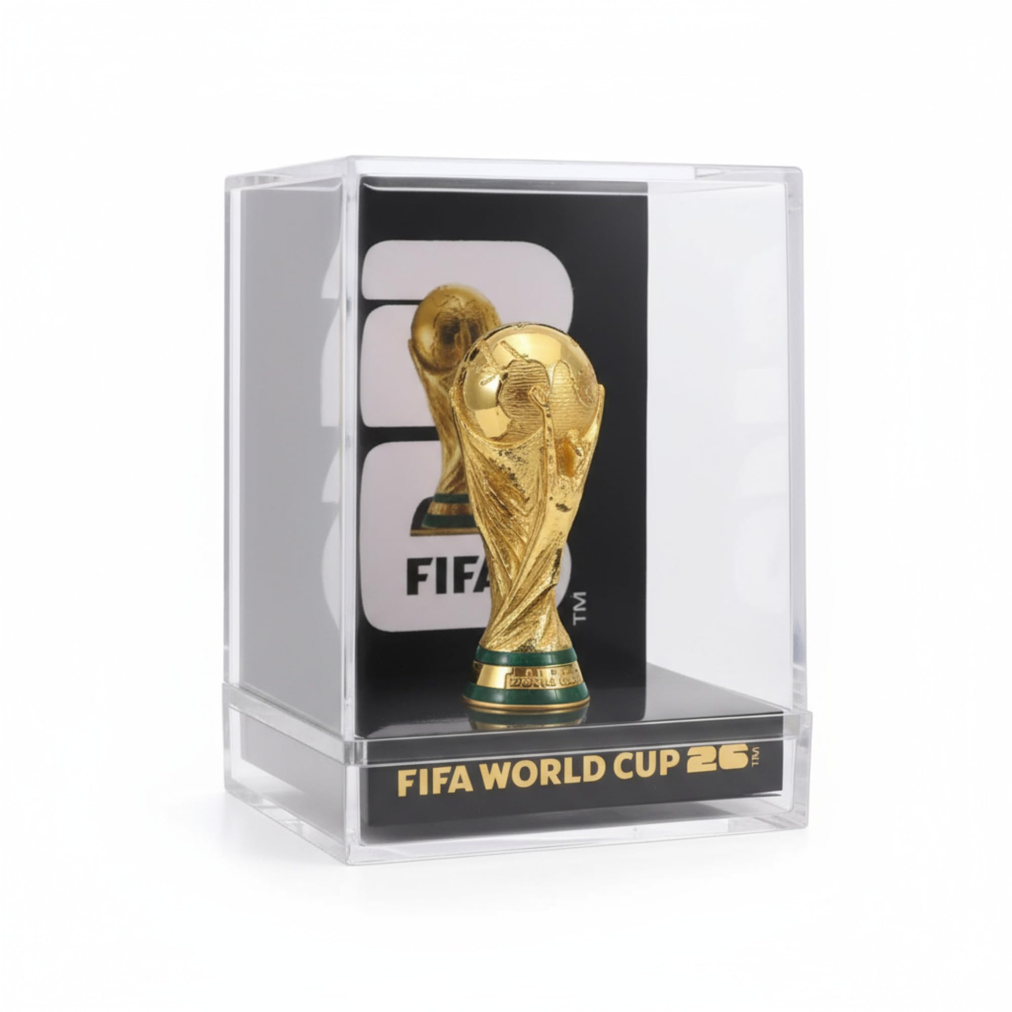公式FIFAワールドカップ2026エディション - 3インチの3Dトロフィーがプレミアムアクリルケースに入っています - タイムレスなコレクターズアイテム - FIFAワールドカップトロフィーレプリカ、マンケーブやサッカーメモラビリアに最適