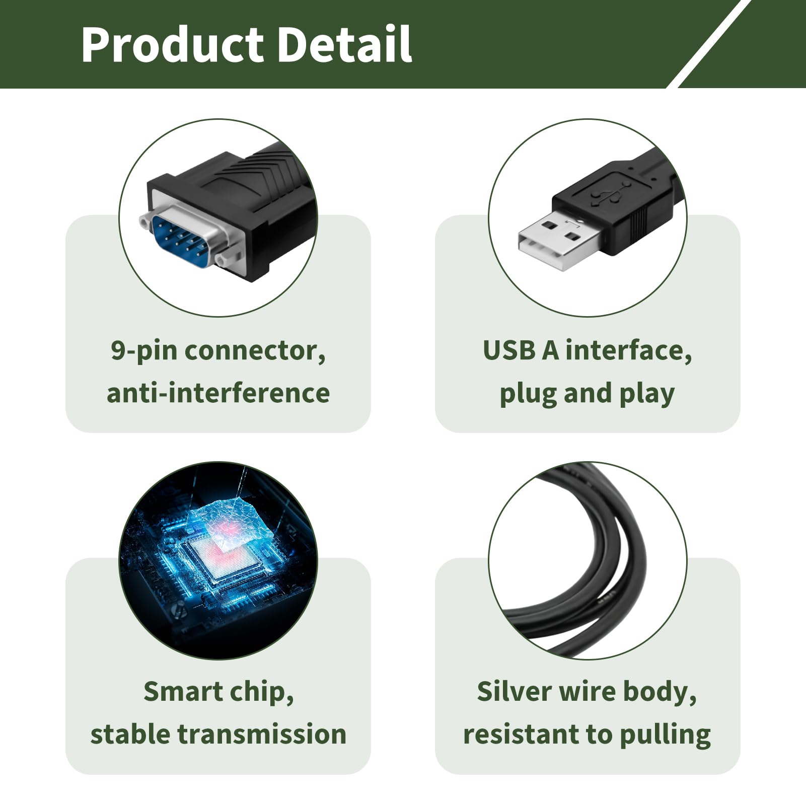 USB Seriell auf RS232 DB9 Buchse, 1,5 m, Serieller USB auf DB9 9-poliger Konverter mit Prolific-Chipsatz, COM-Port-Kabel für Windows Mac Linux, für Router GPS Scanner