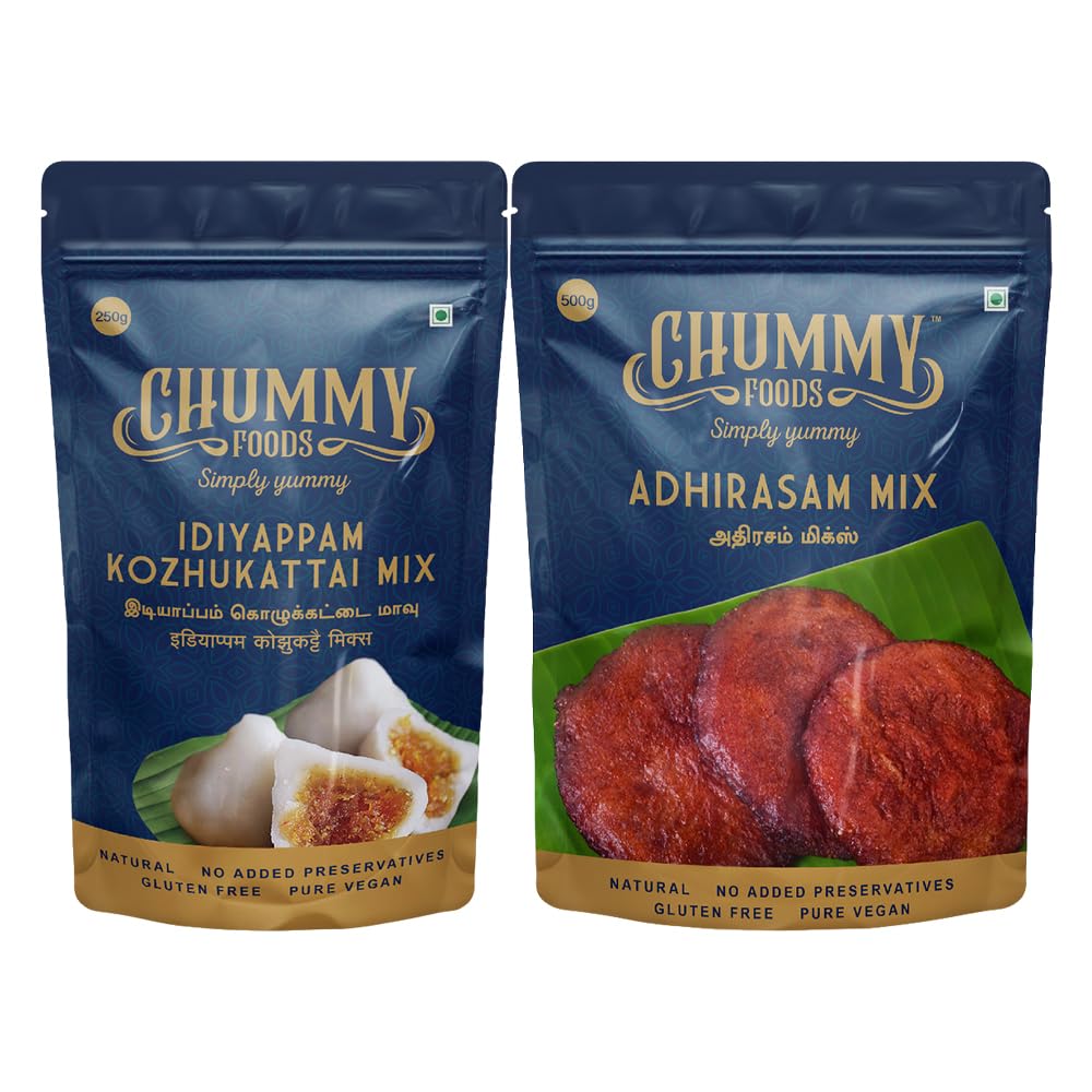 CHUMMY FOODS Idiyappam & Kozhukattai Mix + Adhirasam Mix Combo – Traditional South Indian Meal & Snack Combo – Quick and Easy Preparation for Family Meals and Special Occasions (250gm x 2)-image-10