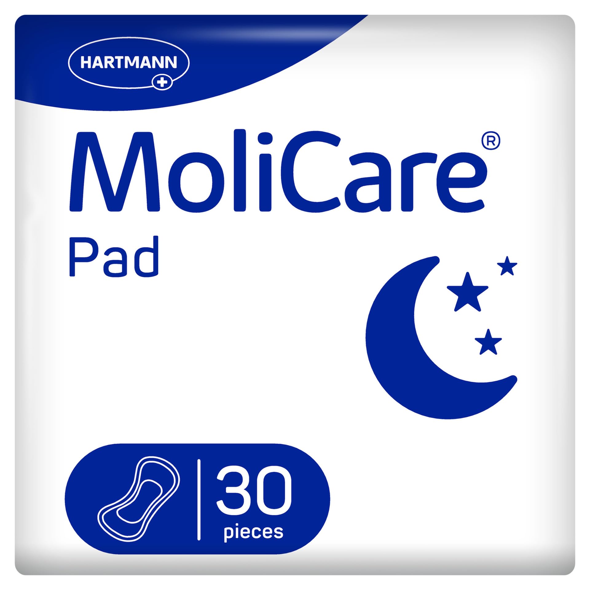 MoliCare Pad Night – Incontinence Pads for Mild to Moderate Bladder Weakness for Men & Women | Anatomically Shaped, Absorbent, Breathable & Discreet | 30 Pads