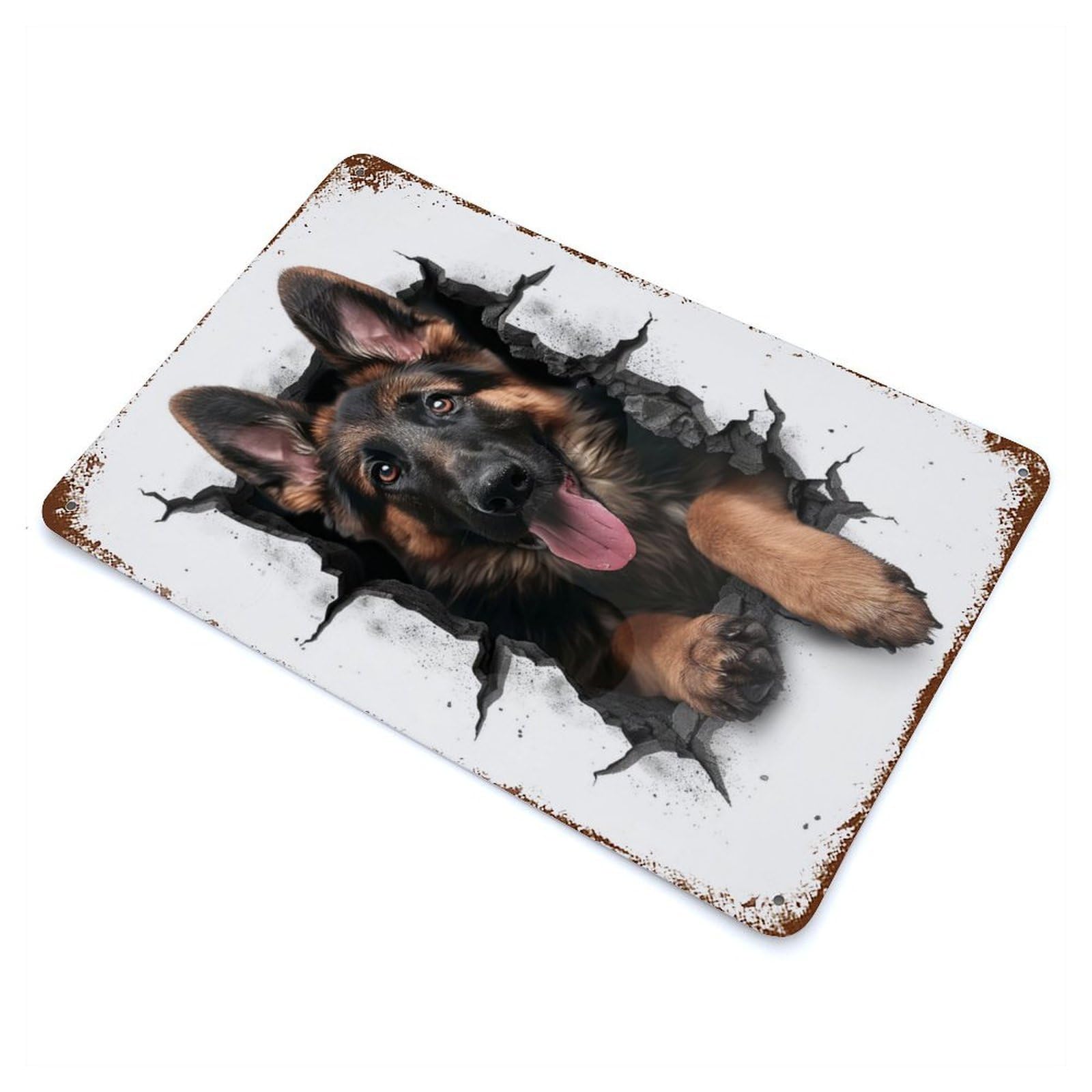 Rust Effect German Shepherd Dog Vintage Rust Metal Sign 11.8"x7.9", Classic Wall Plaque for Shed, Workshop And Garage Wall Decor