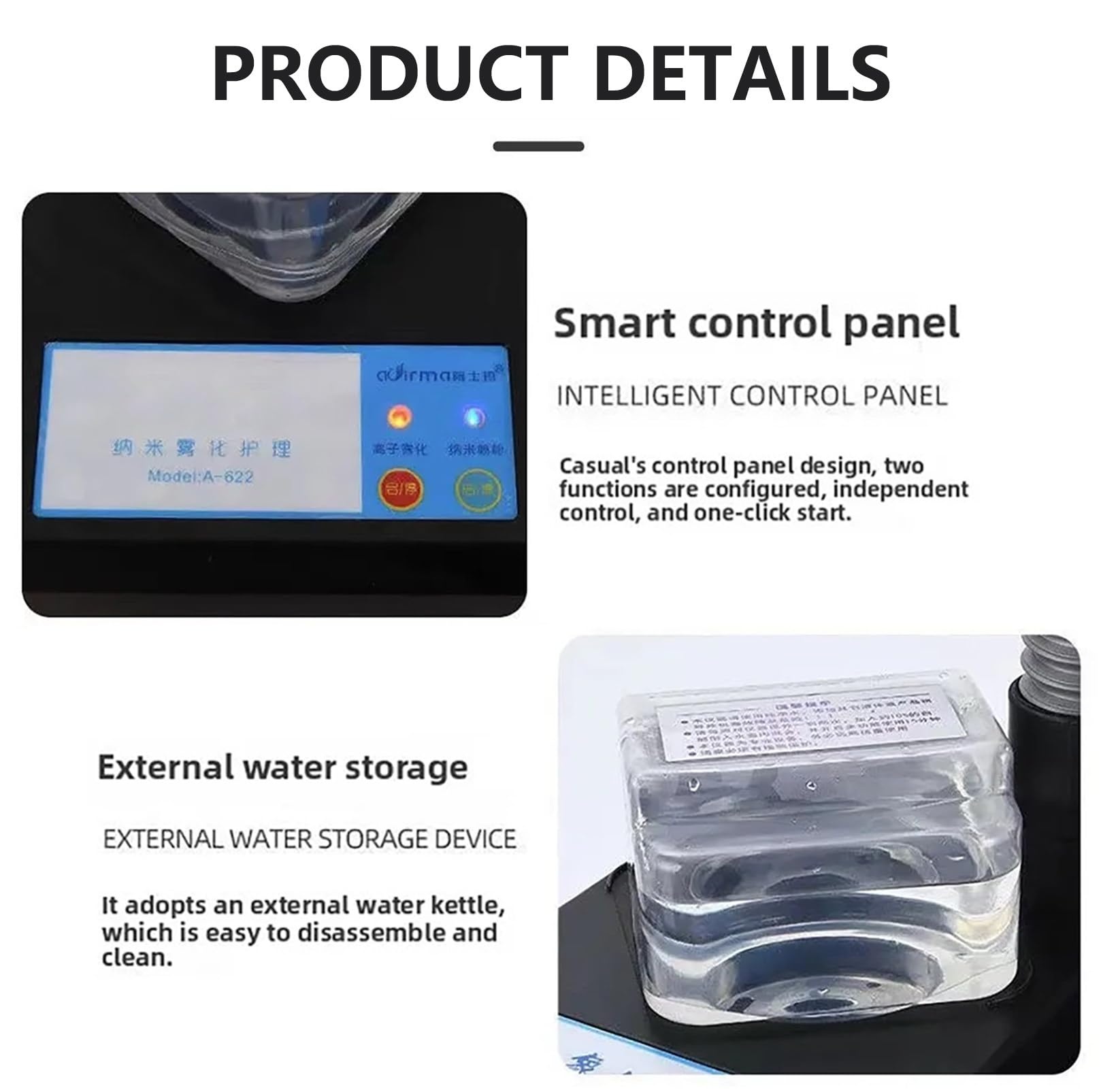 Vaporizzatore Nano per Capelli, Pistola a Vapore Nano Multifunzionale da 1750 W, Irroratore per Capelli con Ioni Negativi Luce Blu, Dispositivo per Saloni Spa per la Riparazione dei Capelli