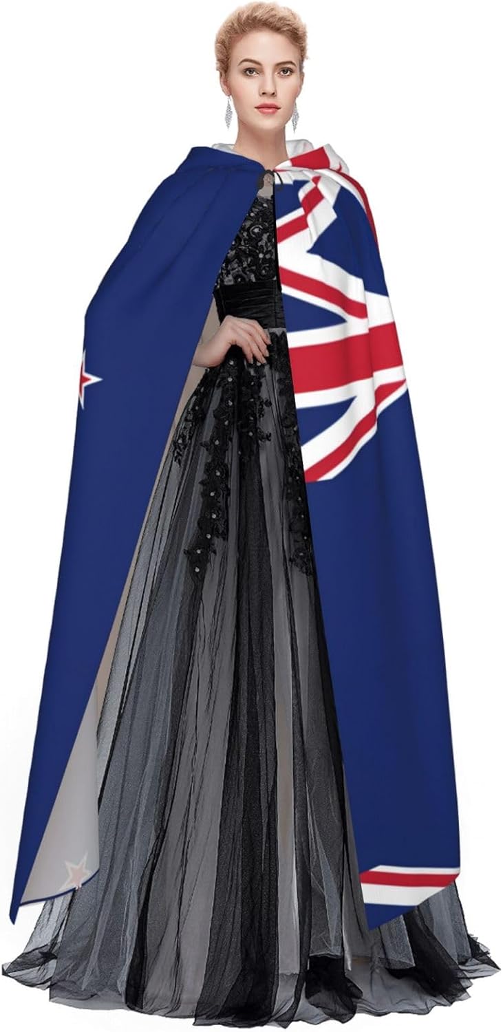 New Zealand Flag Unique Darkness Poncho Shawl - Customizable Wearable Blanket for Women, Perfect Halloween Costume Accessory, Knight, Akatsuki, and More