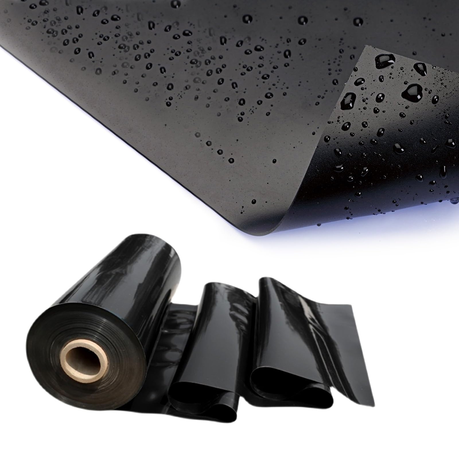 Telo impermeabile per stagno esterno, fontana e cascata, 5 mil, 500 x 500 cm a 1500 x 1500 cm, colore: nero