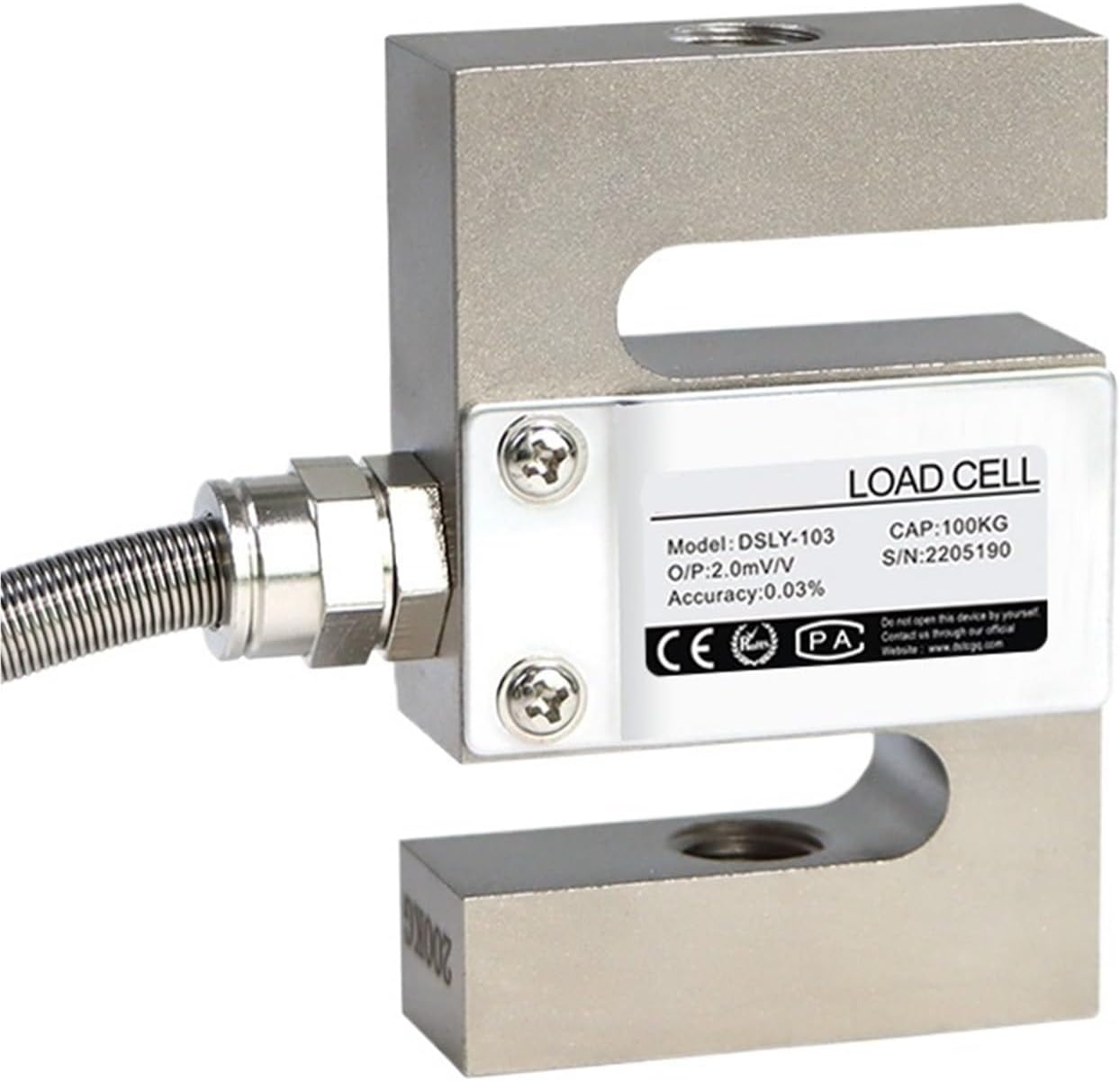 DYLY-103 Two Way S Type Weighing Sensor 1kg 2kg 50kg 100kg 300kg 1.5Ton Pull Pressure Sensor Weight Sensor Load Cell(100KG)