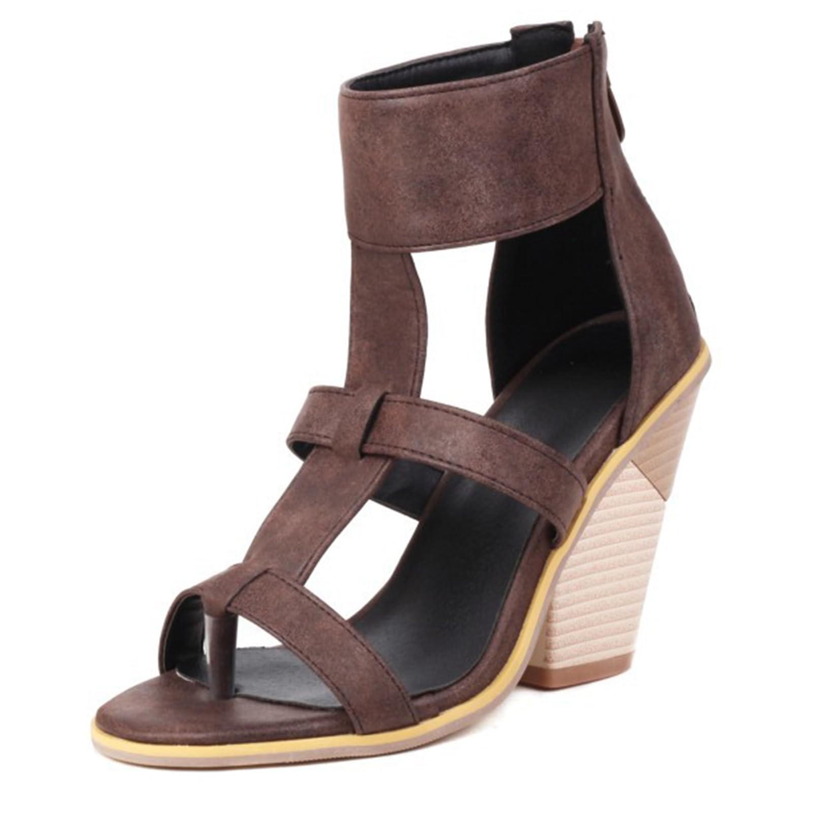 Sandalias Romanas Mujer Tacón de Bloque Grueso Gladiador con Corte Punta Abierta Zapatos de Vestir Tacones de Oficina Sandalias de Verano para Viaje Diario
