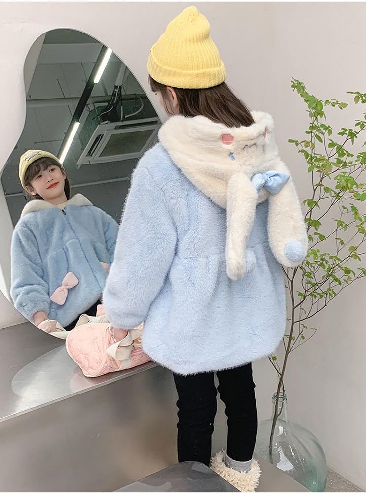Cartoon Fuzzy Fleece Jacket Petite Women's Long Sleeve Sherpa Zip Up Hoodie Girls Winter Fluffy Shaggy Teddy Coats