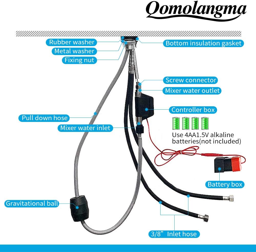 Qomolangma Touch Sensor Brush Nickel Kitchen Faucets with Pull Down Sprayer, Single Hole Deck Mount Single Handle Kitchen Sink Faucet with Pull Out Sprayer, Fingerprint Resistant, 304 Stainless Steel