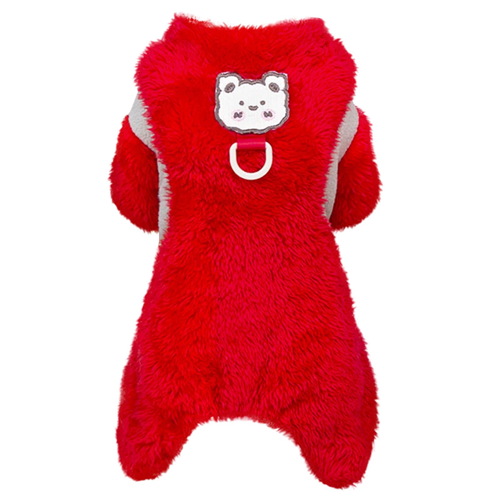 Izefia Dog Sweater Clothes Apparel Fleece Woolen Sweaters Onesie Winter Warm Sweat Shirt 4 Legs Jumpsuit Pajamas Color Blocked Cute Sweater for Small Dog Medium Cat Red XL