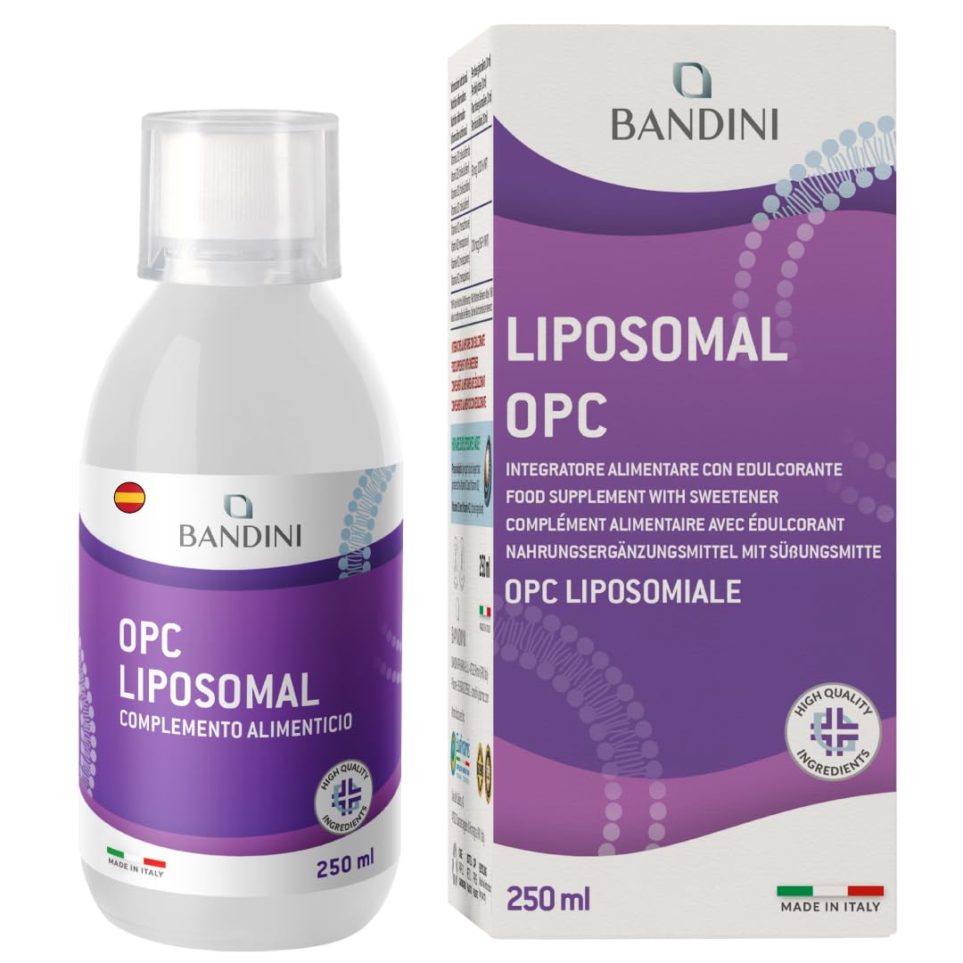 Bandini® OPC Líquido Liposomal 250 ml - Extracto de Semilla de Uva 95% OPC (200 mg por dosis) - Fórmula de Absorción Óptima con Tecnología Liposomal - Suplemento Antioxidante Natural