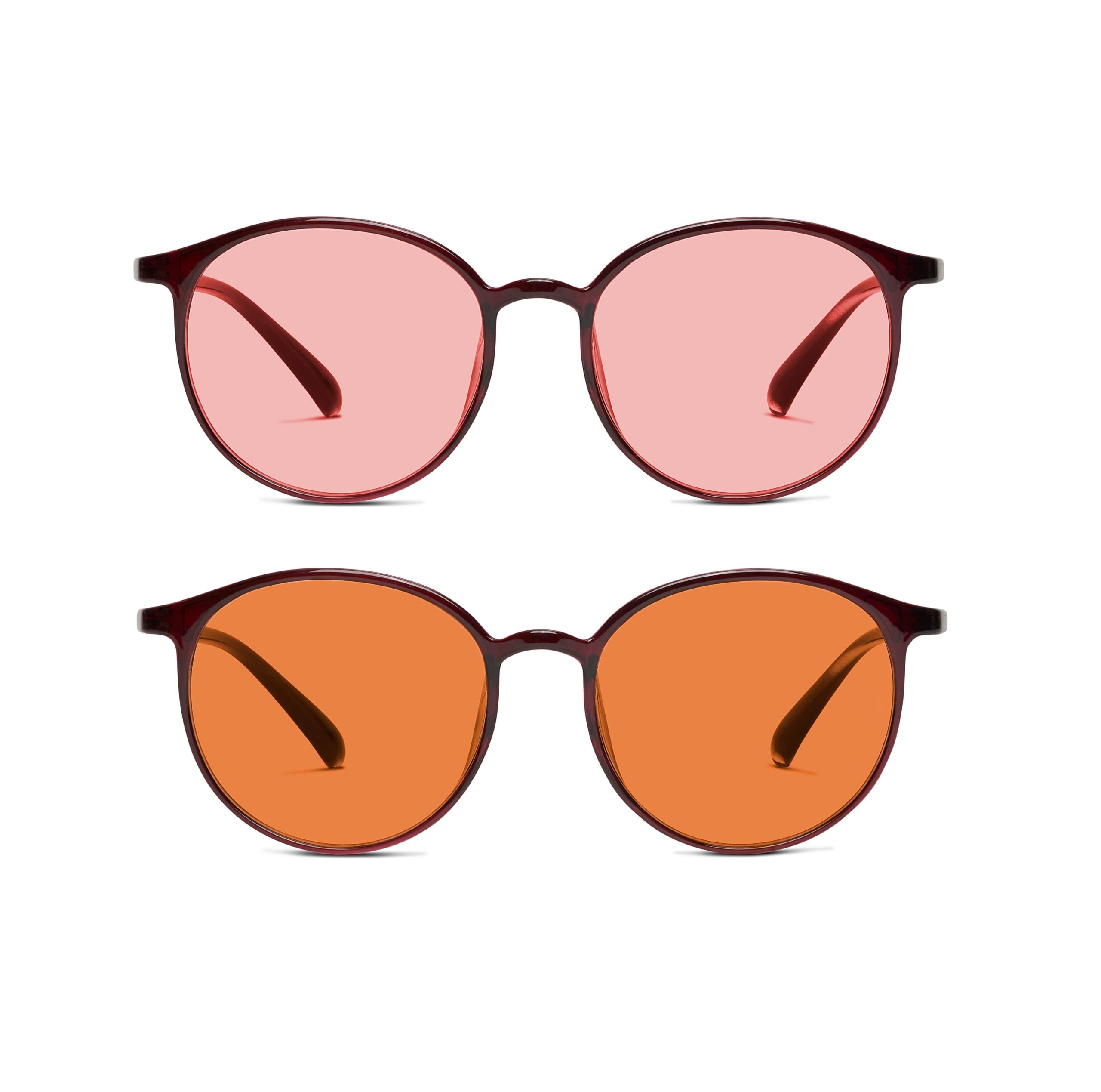 BRADDELL OPTICS Migraine Anti Blue FL-41 Rose Indoor & FL-60 Brown Outdoor Glasses for Light Sensitivity LED Fluorescent Lighting Glare & Photophobia - Image 2