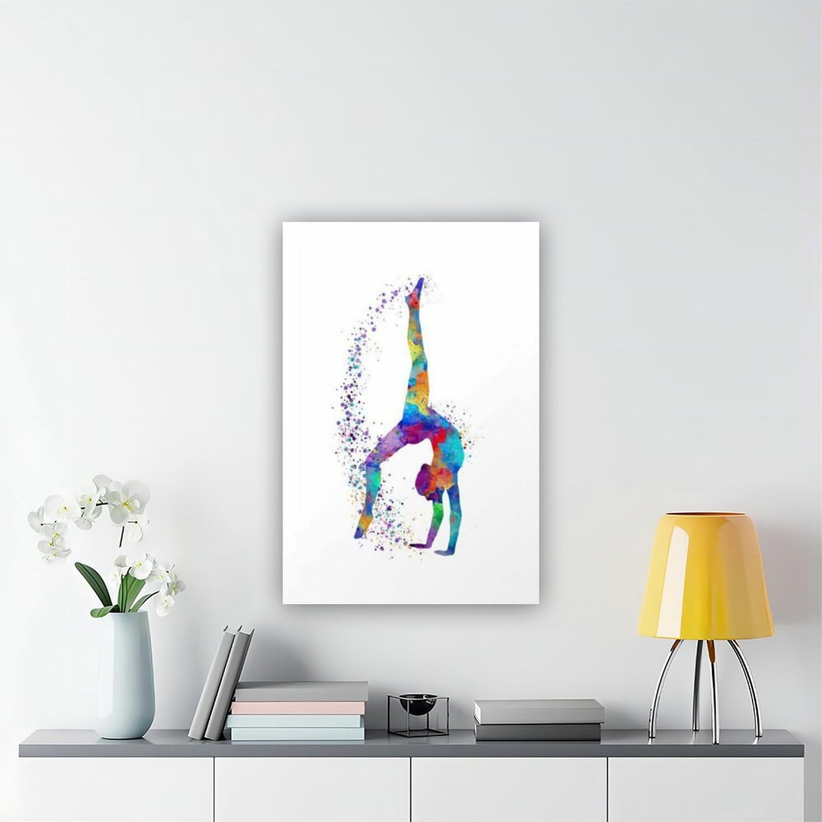 Impression sur toile de gymnastique pour femme, affiche de gymnastique rythmique pour décoration de chambre à coucher, bureau, cadre cadeau : 30 x 45 cm