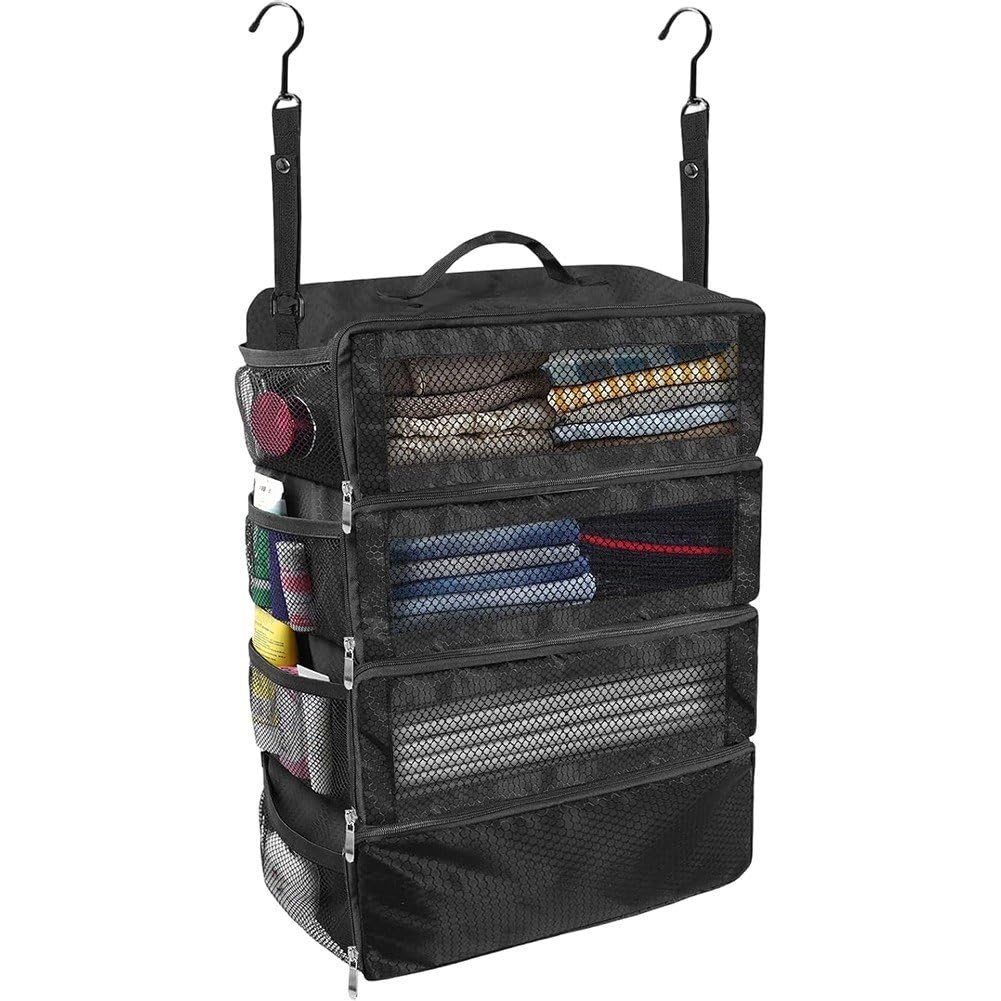 Suitcase Organizer Hanging Shelve Packing Cube Closet Collapsible Hanging Storage Bags Travel Luggage Organizer
