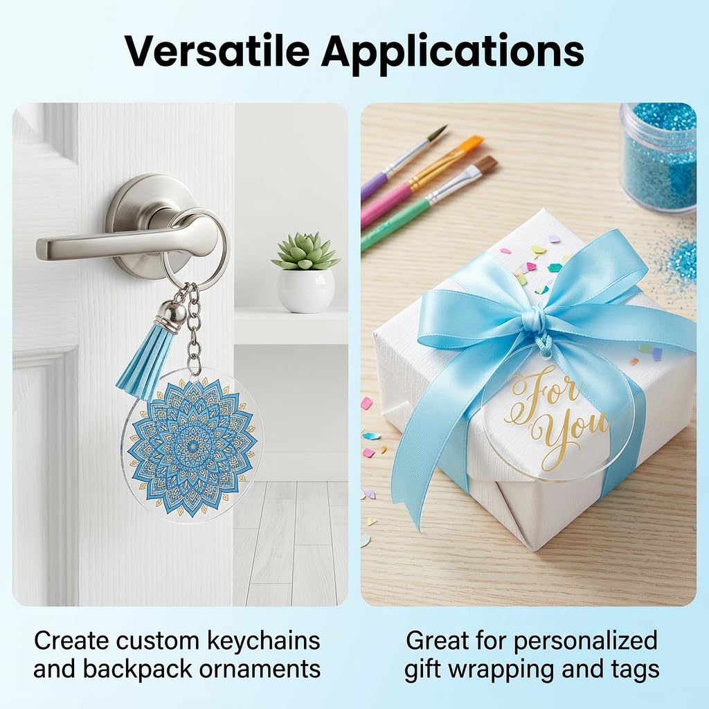 30 discos acrílicos redondos con agujero de 7,5 cm, placas de 1 mm de grosor, transparentes para plóter en blanco, placa de cristal acrílico para pintar, llaveros, manualidades y decoración de bodas