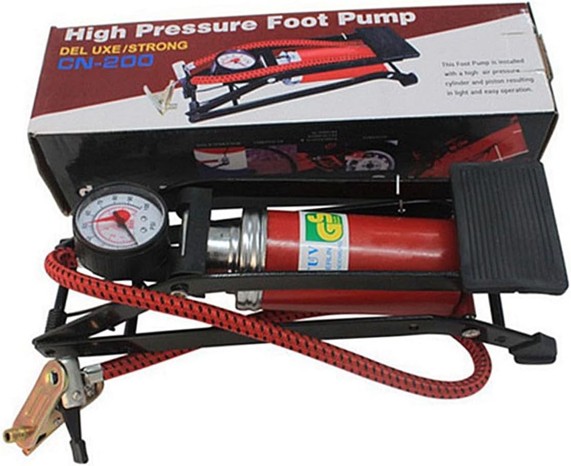 Kisangel High-Pressure Foot Pump Car Tires Inflator Tire Floor Pump Pressure Gauge for Auto Bike