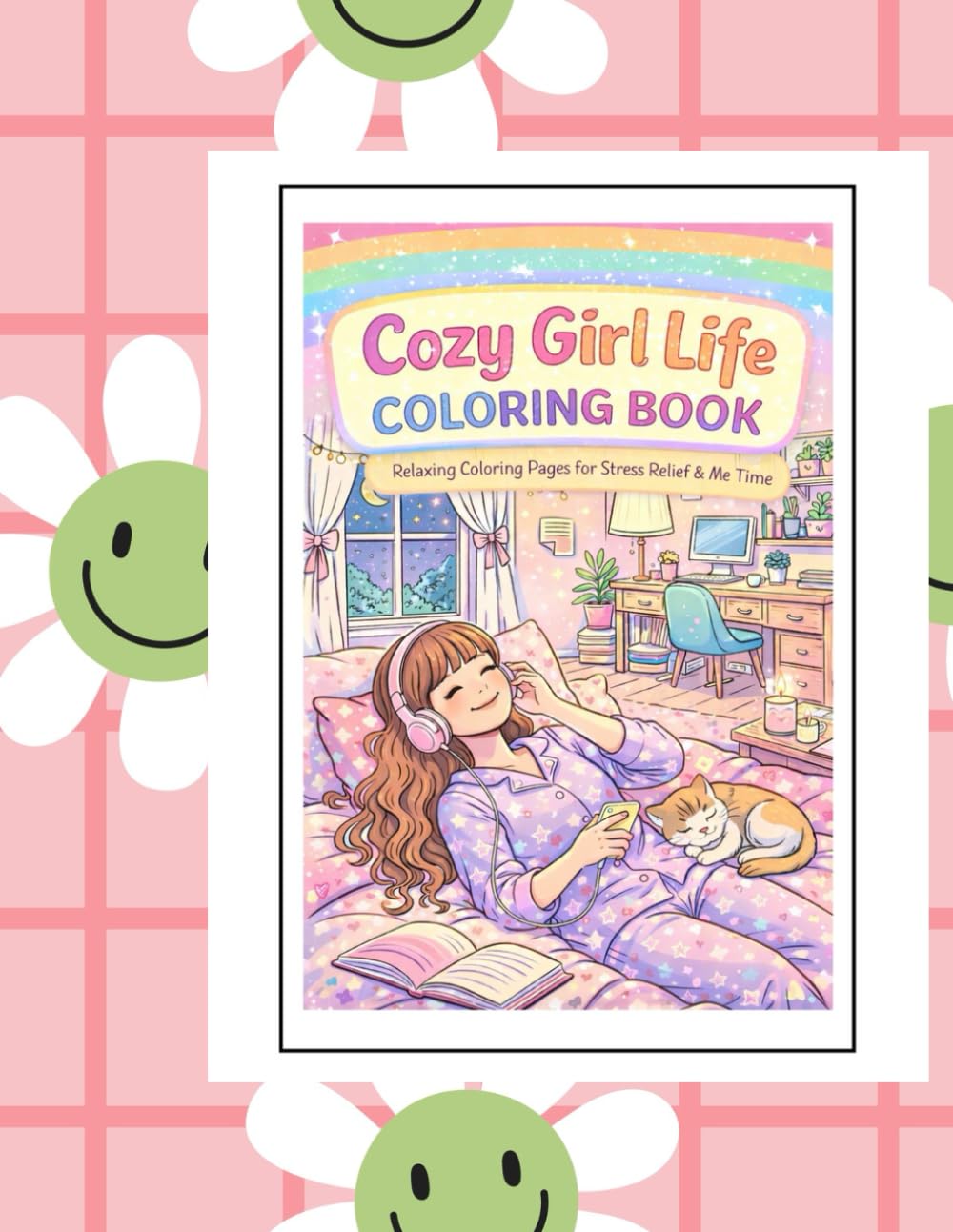 Cozy girl life Coloring book: Relaxing Coloring pages for stress relief and me time