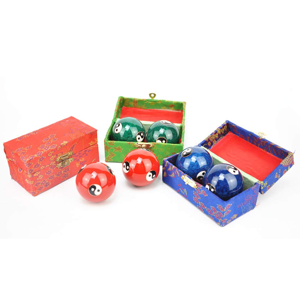 Kisbeibi Palline da baoding, 4,45 cm, cinesi Baoding con scatola, Feng Shui Tai Chi, Dragon and Phoenix Baoding, palline per la salute delle dita, meditazione, relax