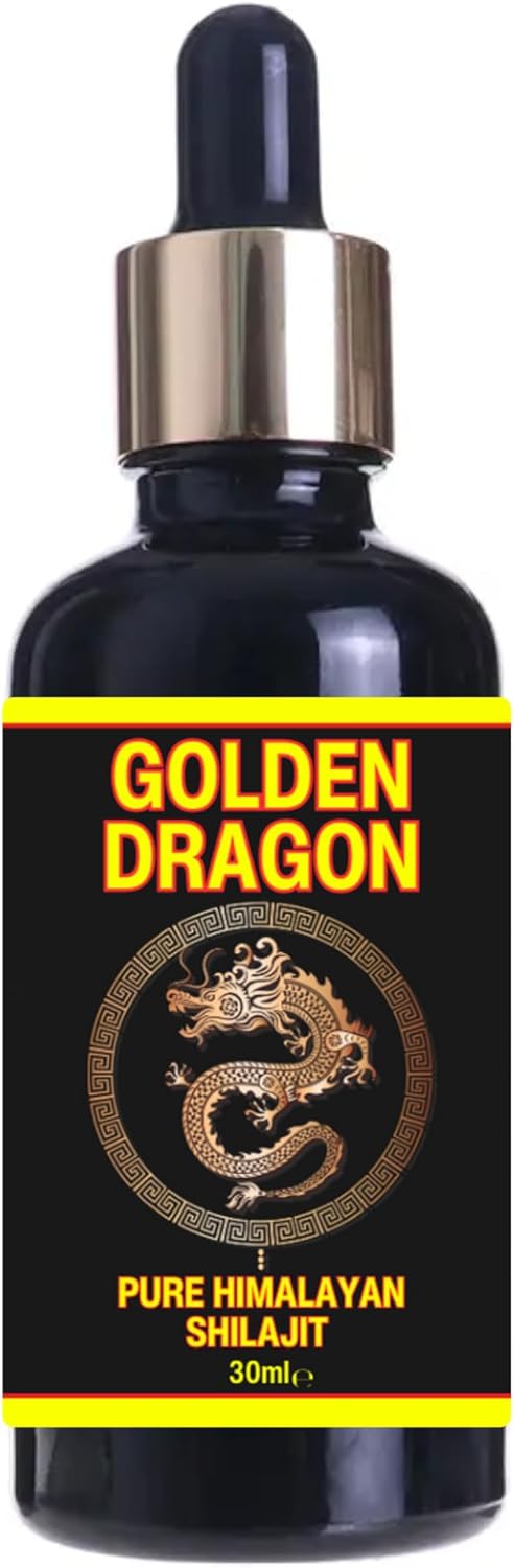 Golden Dragon 30ml Himalayan Shilajit Liquid Drops Tincture Pure Mineral Resin Dropper Bottle. Potent, Ayurvedic & High Strength