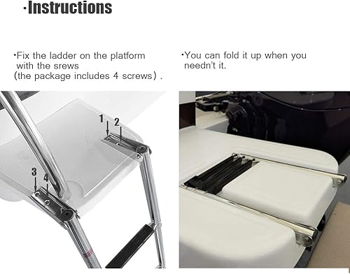 Miniatura 8 de Escalera para lancha de 3 escalones, de acero inoxidable 304, telescópica, plegable, para barco pontón, muelle, escalera de natación para barco