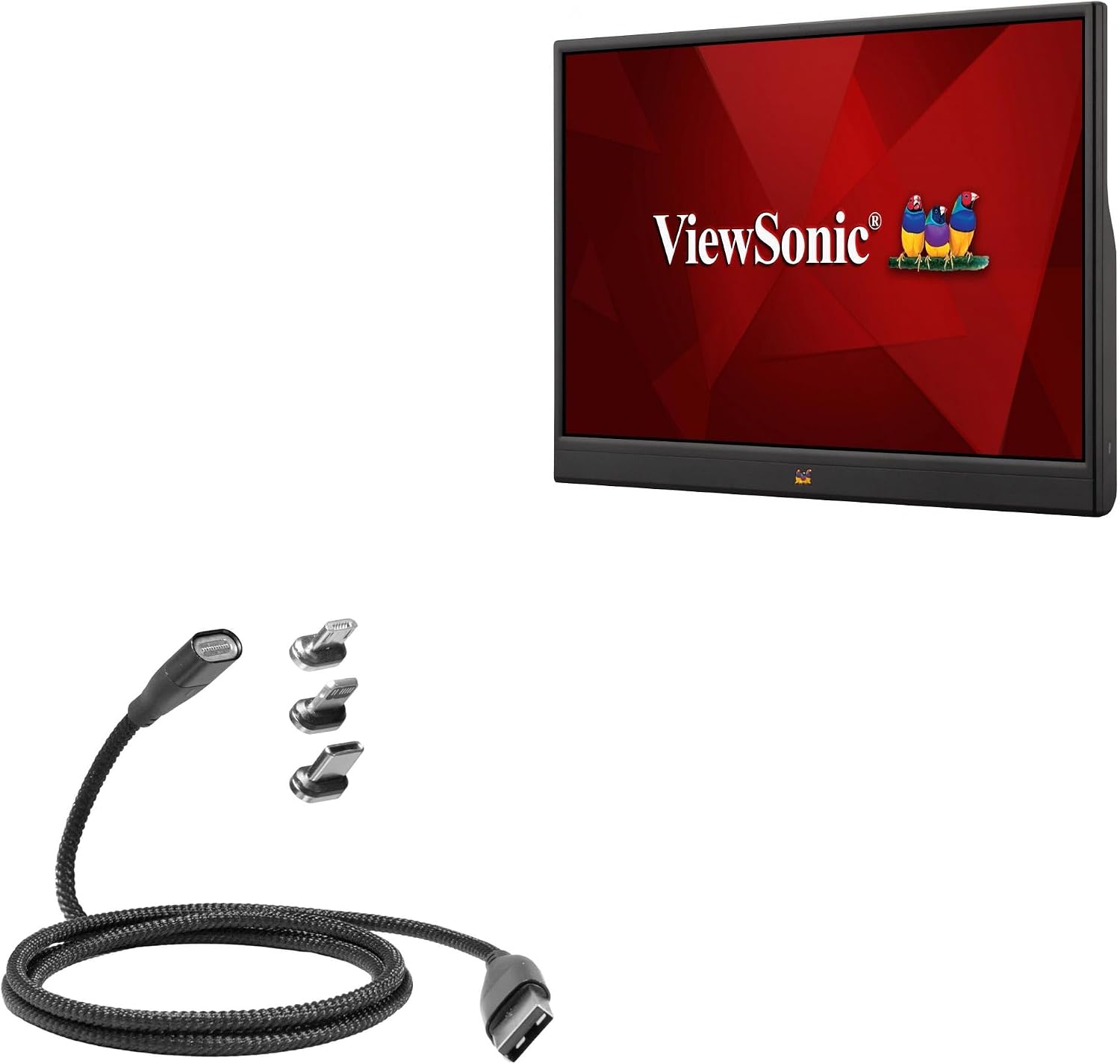 BoxWave Cable Compatible with Viewsonic VA16555 (15.6") - MagnetoSnap PD AllCharge Cable (100W), Magnet Charging Braided USB Type-C Micro - Jet Black