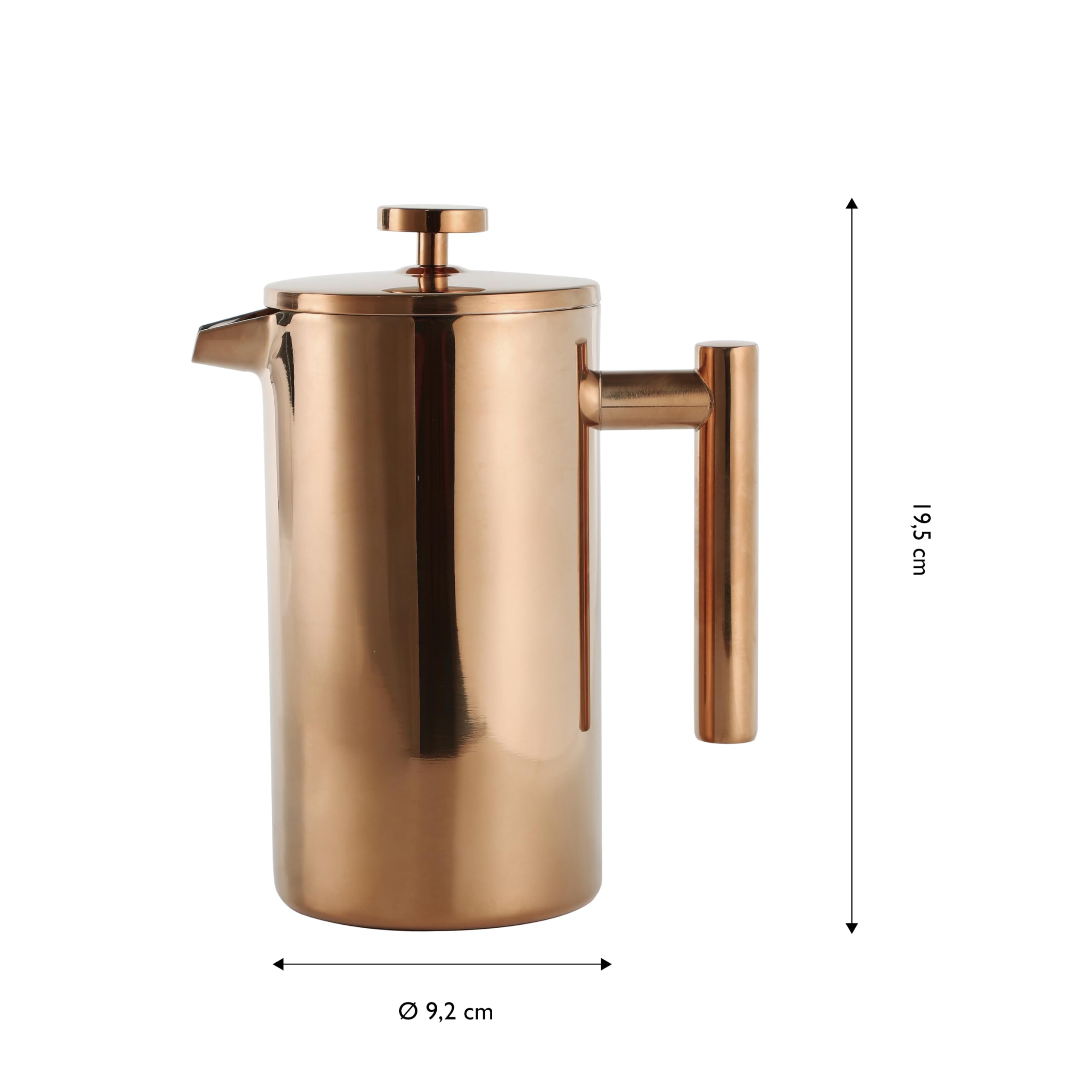ECHTWERK French Press zaparzacz do kawy ze stali nierdzewnej, z podwójnymi ściankami, z filtrem zaciskowym, do domu, na kemping i do biura, edycja miedziana, 800 ml