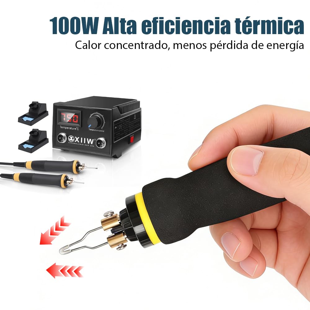 XIIW Kit de Pirograbador de Madera Con Doble Bolígrafo 100W, 23 Puntas, 0-750°C Temperatura Ajustable, Herramienta Profesional Para Grabar en Madera, Cuero y Corcho, DIY y Artesanía