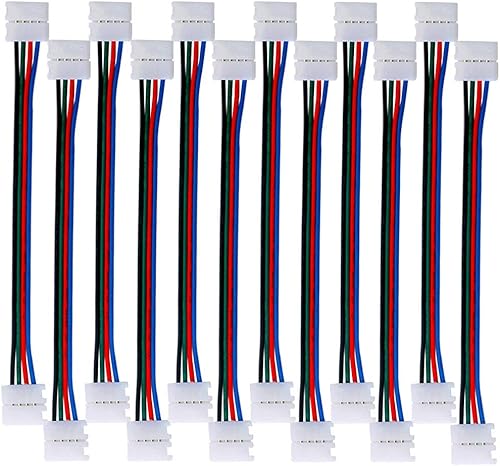 FULARR Conector de tira de luz LED de 4 pines de 12 piezas, conector de tira a presión no impermeable, tira de 0.394in de ancho para tirar, cable