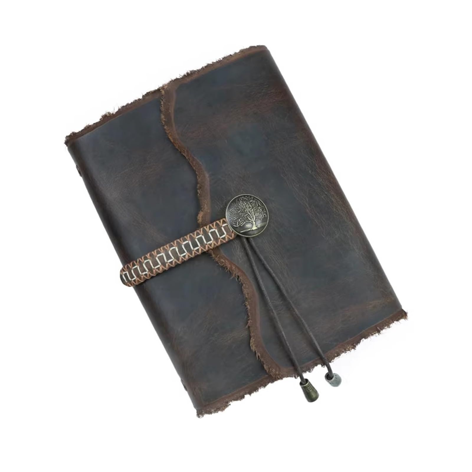 Handgemachtes Leder-Journal mit Lebensbaum-Prägung – Vintage Umschlagverschluss – Retro-Antik Stil Skizzenbuch for Männer & Frauen – Ideal zum Schreiben, Reisen, Poesie & als Geschenk(B,A4)