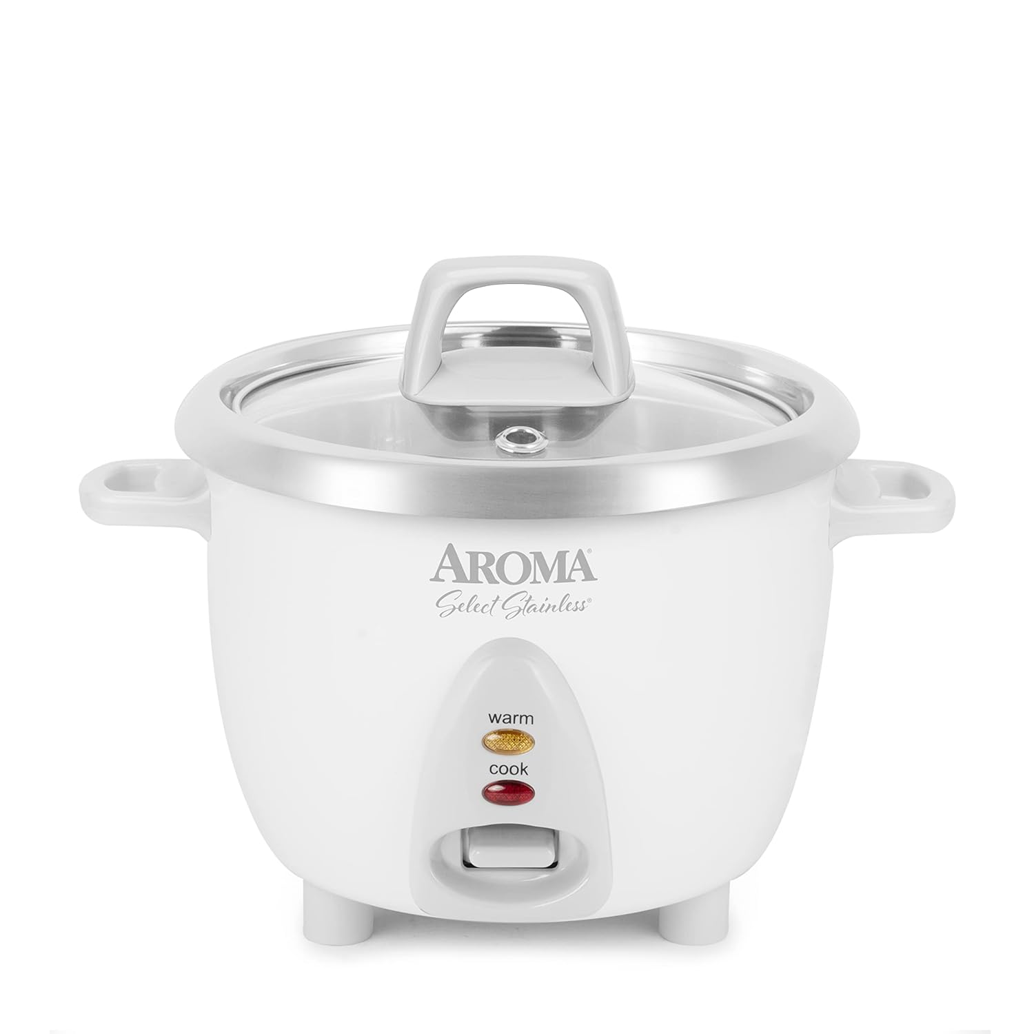 AROMA Select Stainless Rice Cooker 3-Cup Uncooked 6-Cup Cooked Stainless Steel Inner Pot Small Rice Cooker Auto Keep