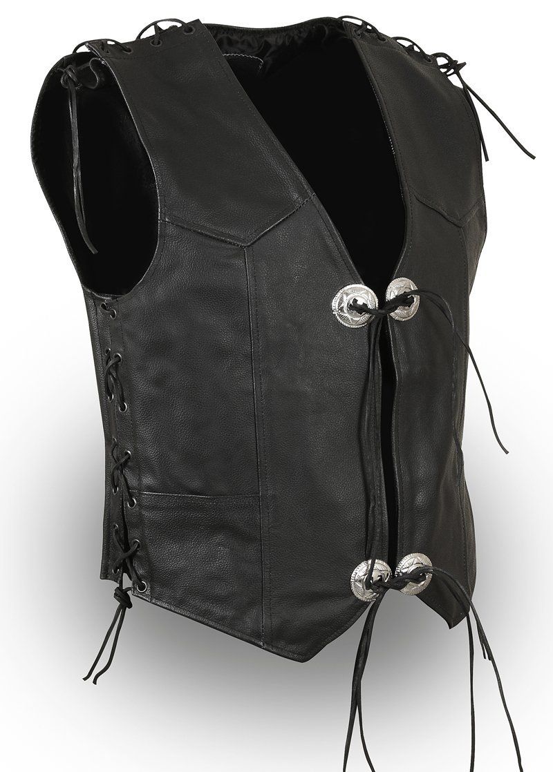 Nuovo gilet in pelle gilet in pelle motociclista Biker Vest Chopper Rocker Club nero nero 5XL