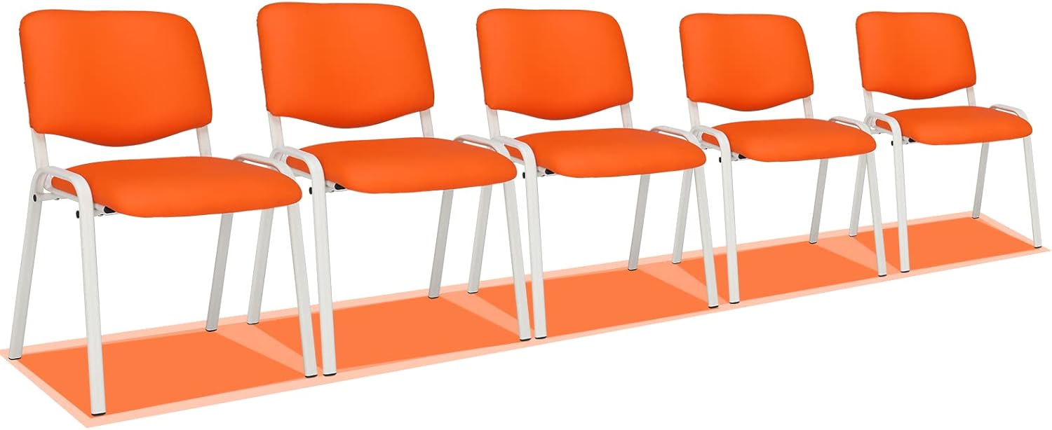 VINGLI Orange Waiting Room Chairs, 5Pack PU Church Chairs