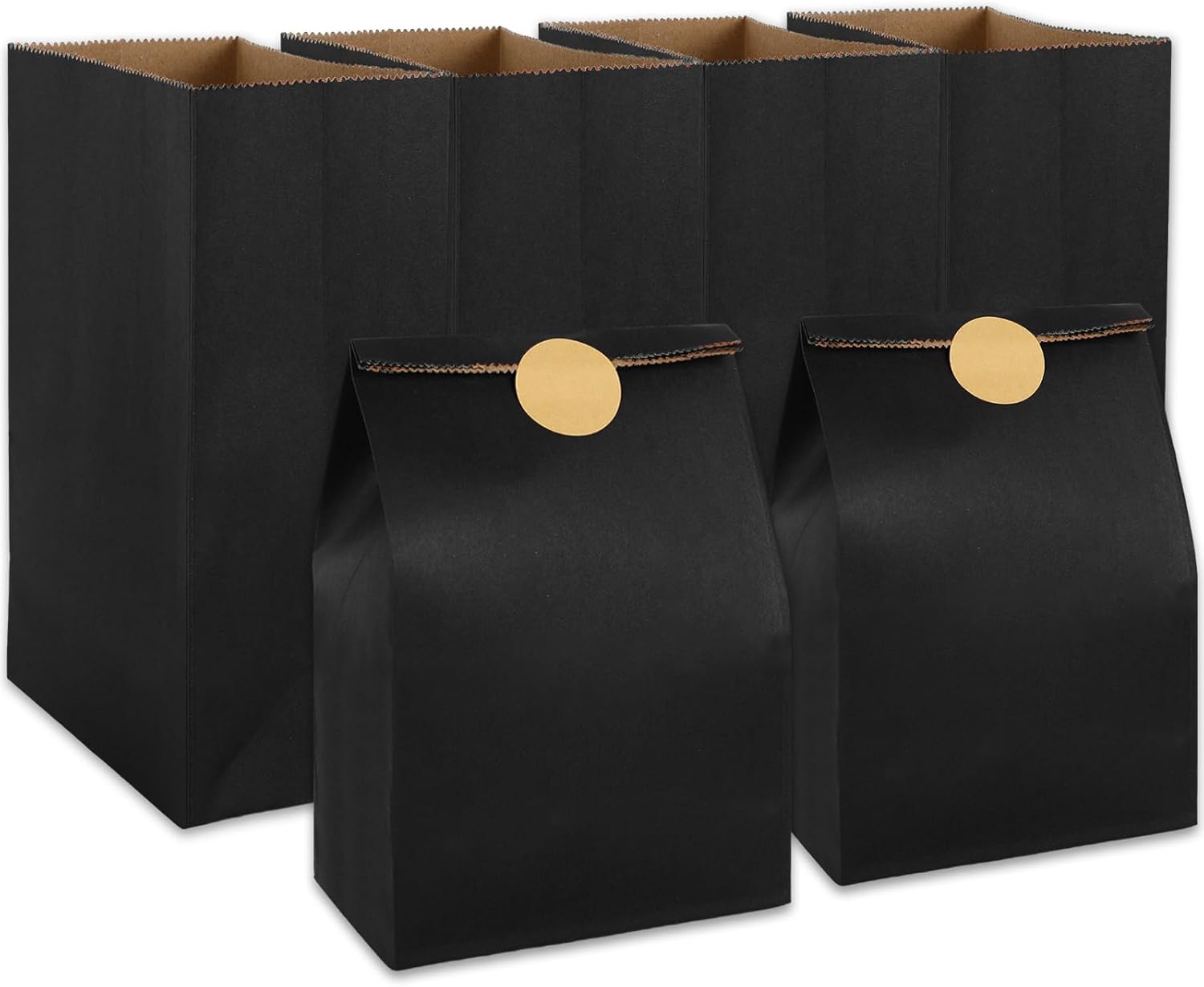 Whaline 24Pcs dusty pink Party Favor Bags Kraft Paper Gift Bags with Stickers Goodie Candy Treat Bags for Halloween New Year Birthday Party Gift Wrap Supplies