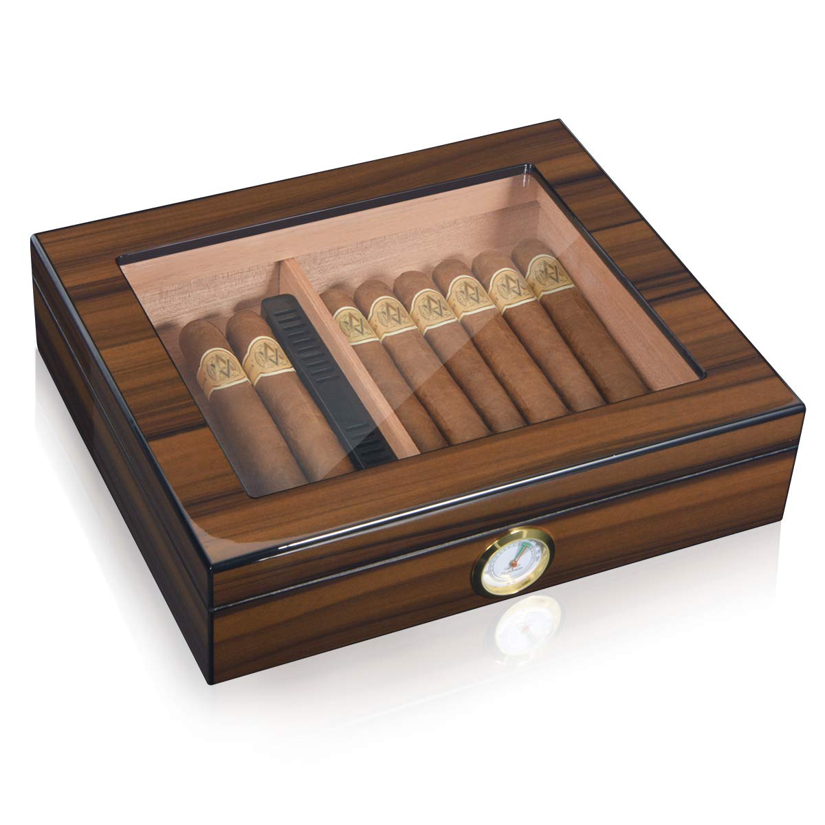 Buy Volenx Cigarol Glass Top Cigar Humidor Box, Cedar Wood Cigar Box
