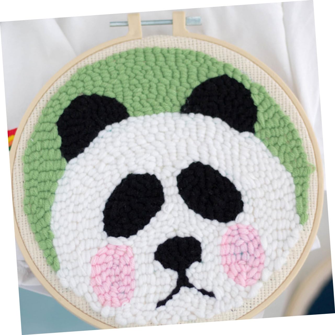 DIYEAH 2sets Strumenti Per Ricamo Kit Di Punch Needle Per Principianti Con Thread Colorati e Design Panda Per Attività Creative Per Ragazzo Ragazza e Adulti
