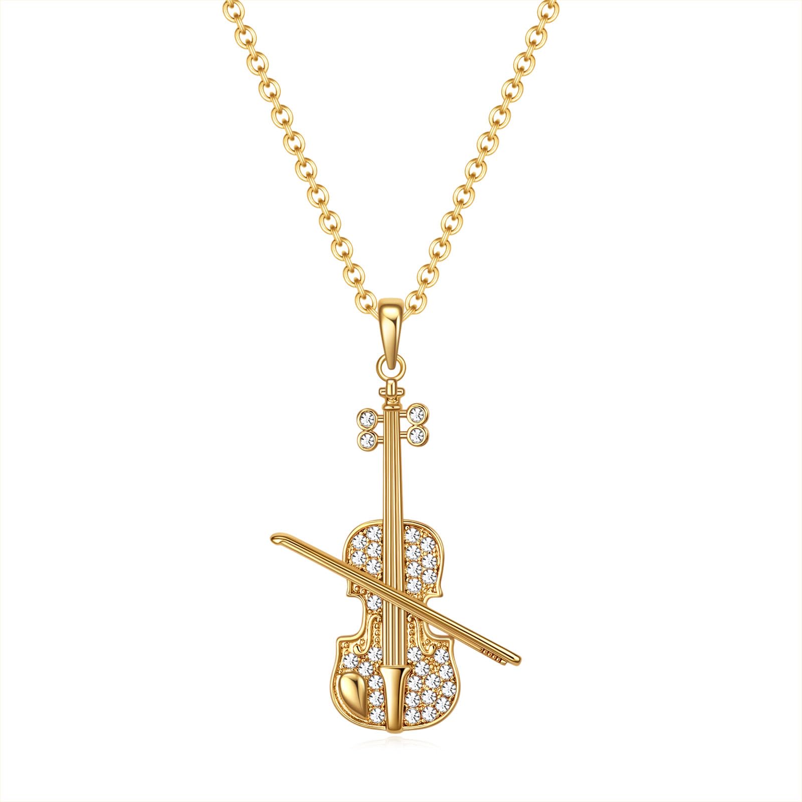 VEEHOO Violin/Guitar/Ukulele/Accordion/Piano Necklace,Music Gifts for Violin/Guitar/Ukulele/Accordion/Piano Players, Concert Gifts for Music Lover, Music Jewelry Accessories for Daughter