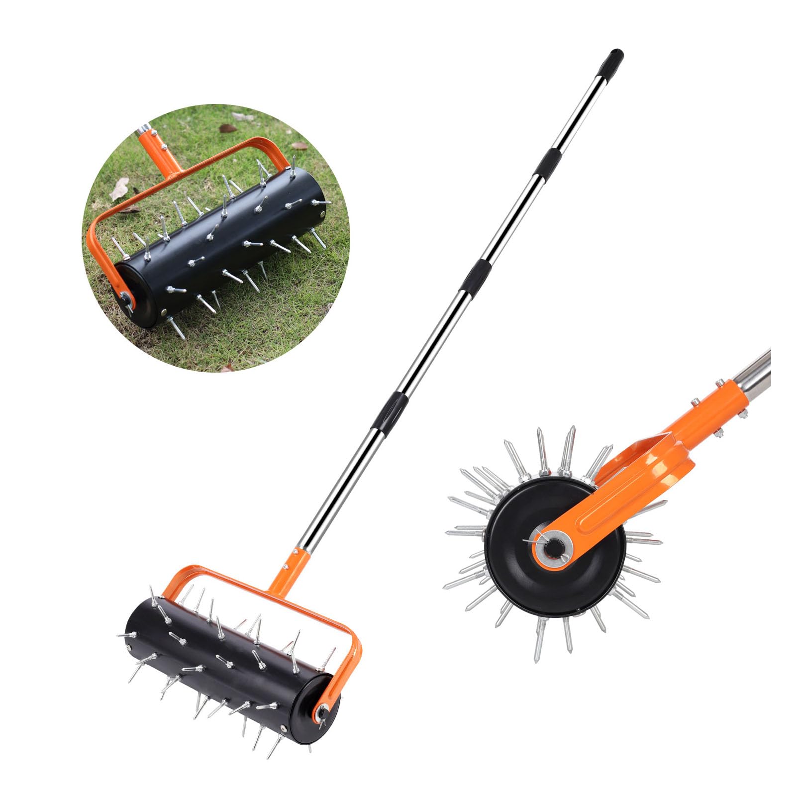 Herramienta de césped manual resistente de acero inoxidable con 42 picos para un mantenimiento sencillo del patio, herramienta ergonómica de jardinería